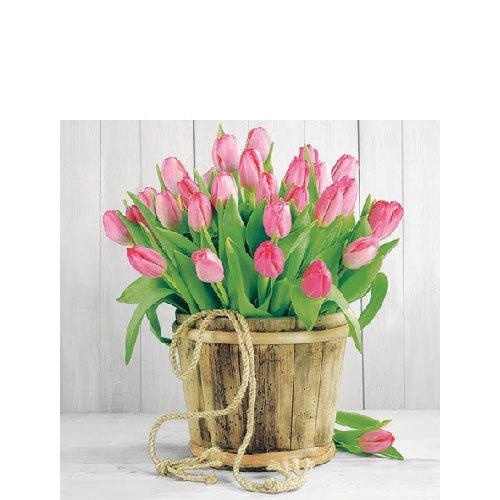 Servietten Tulips In Bucket FSC Mix 25x25cm