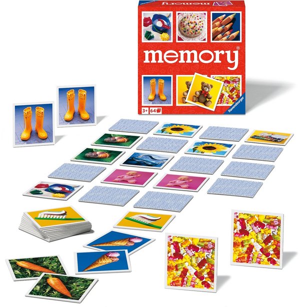 Memory Junior, d/f/i ab 3 Jahren, 2-8 Spieler, Merkspiel, 32 Bildpaare
