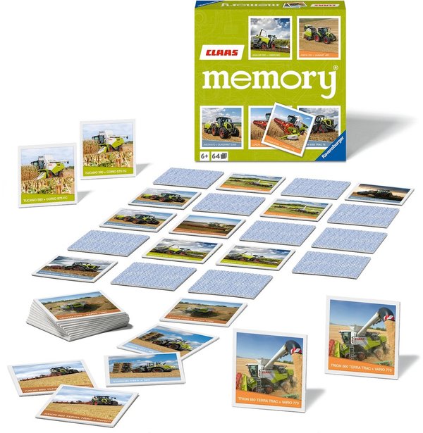 Memory Claas, d/f/i ab 6 Jahren, 2-8 Spieler, Merkspiel, 32 Bildpaare