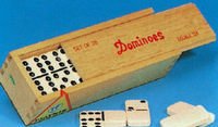 Domino in Holzschachtel, 28 Steine