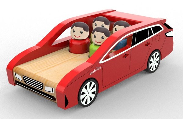 Spielba Mobility Auto aus Holz mit 4 Figuren