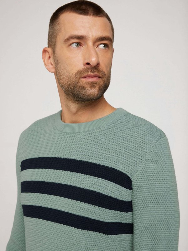 Tom Tailor - Strukturierter Pullover mit Streifenmuster
