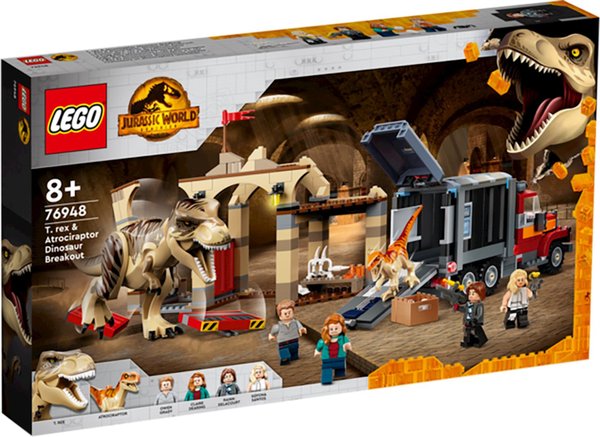 T. Rex & Atrociraptor: Dino- saurier-Ausbruch, Lego Jurassic World, 466 Teile, ab 8 Jahren