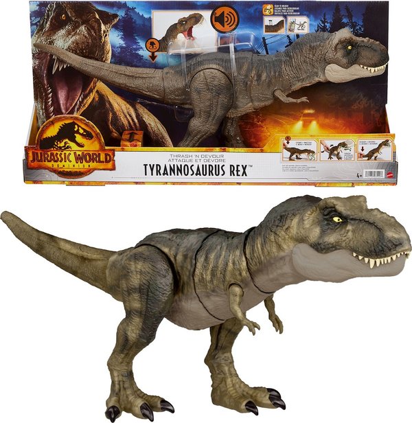 Jurassic World T-Rex Thrash N Devour, ca. 17x21x53 cm, Sound, Bewegungen, ab 4 Jahren