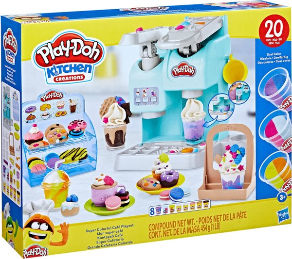 Play-Doh Knetspass Café 8 Dosen Knete, Kaffee-Automat, 20 Accessoires, ab 3 Jahren