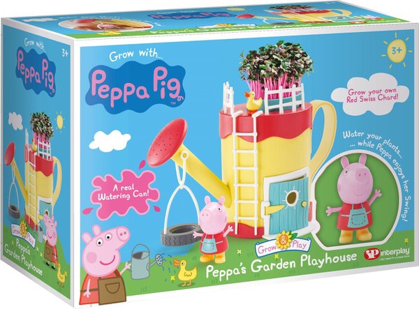 Peppa Pig Gartenspielset, d/f/i Giesskannen-SPielhaus, Samen, viel Zubehör, ab 3 Jahren